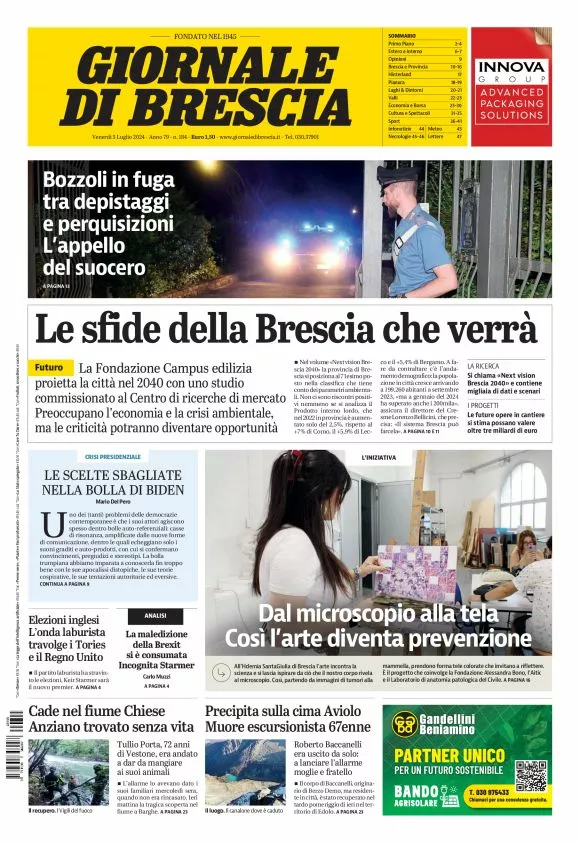 Prima-pagina-giornale di brescia-oggi-edizione-del-2024-07-05